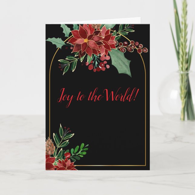 Gold Arch & Poinsettia  Holiday Card (Front)