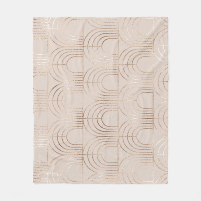 Gold Arch Tiles Art Deco. Fleece Blanket (Front)