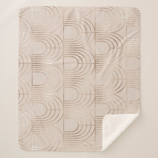 Gold Arch Tiles Art Deco. Sherpa Blanket (Front)