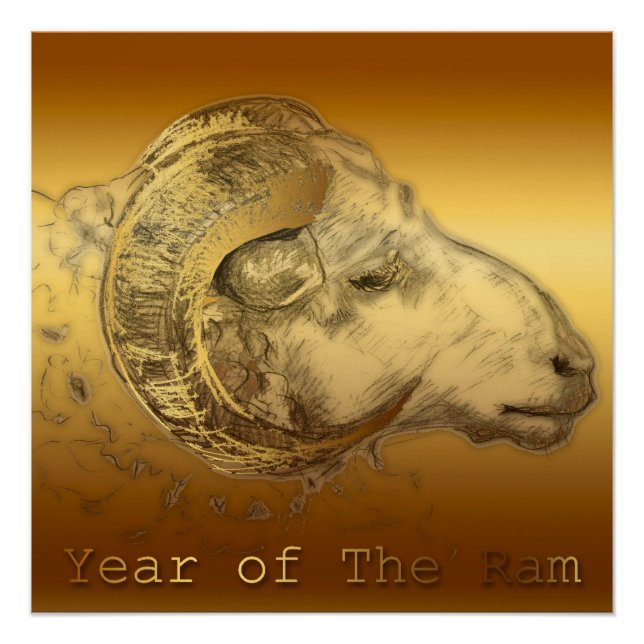 Gold Aries - 2015 Ram Year - Poster parfait (Devant)