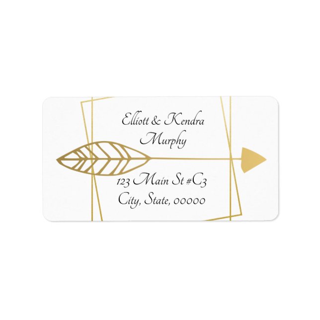 Gold Arrow & Geometric Personalized Address Label (Front)