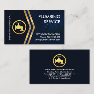 Gold Arrows Blue Water Droplets Plumbing Business Card