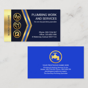 Gold Arrows Gold Plumbing Icons Business Card