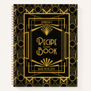 Gold Art Deco 1920s Style Recipe Book