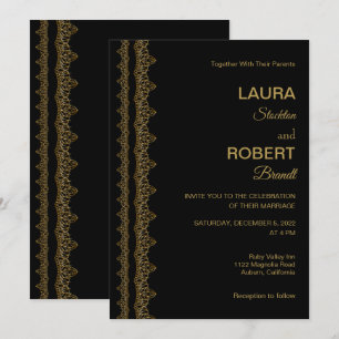 Gold Art Deco Border Wedding Invitation
