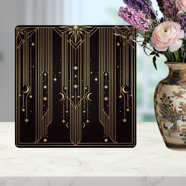 Gold Art Deco Celestial Stars Moons Pattern  Tile (Creator Uploaded)