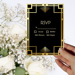 Gold Art déco classique sur carte RSVP Vintage noi