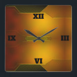 Gold Art Deco design in a Modern Style Square Wall Clock<br><div class="desc">You can add initials or a special message by hitting the customize button.</div>