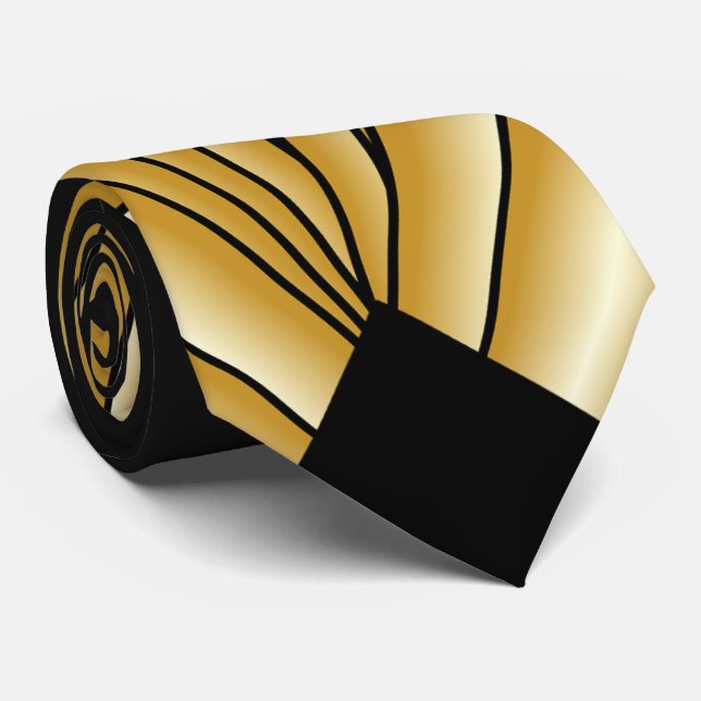 Gold Art Deco Design Tie (Rolled)