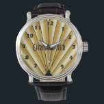 Gold Art Deco Design Watch<br><div class="desc">Wrist watch art deco design. You can customise this watch with any text of your choice. Should you require any help with customising then contact us through the message link on this page. Art deco design wrist watch</div>