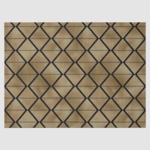 Gold Art Deco Diamonds on Black Decoupage Tissue Paper