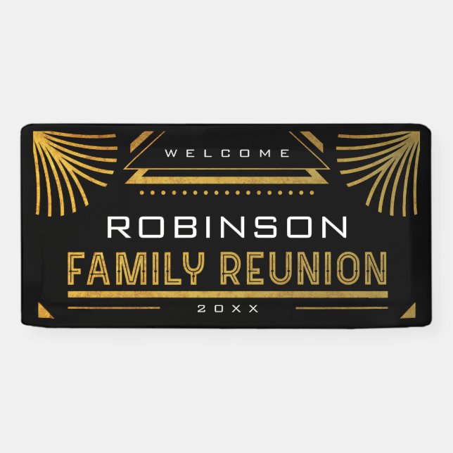Gold Art Deco Family Reunion Banner (Horizontal)