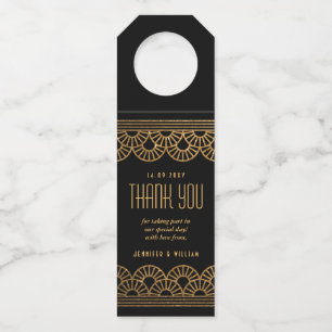 Gold Art Deco Fan Thank You Bottle Tag