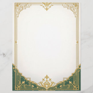 Gold Art Deco Frame with Green Bordeer Letterhead