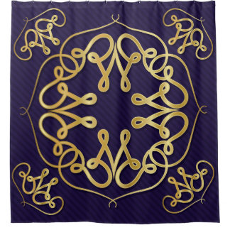 Gold art deco frame with ornament on blue backgrou