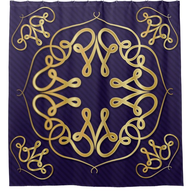 Gold art deco frame with ornament on blue backgrou (Front)