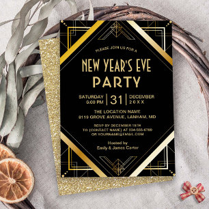 Gold Art Deco Gatsby New Years Eve Party Invite