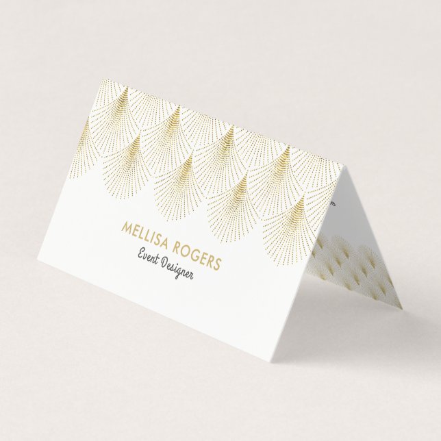 Gold Art-Deco Geometric Pattern Business Card (Front)