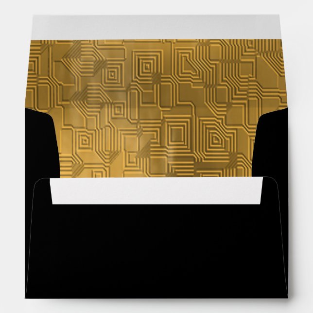 Gold Art Deco Geometric Pattern Decorative Lined Envelopes (Back (Bottom))