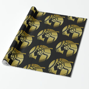 Gold Art Deco Lady Portrait Wrapping Paper