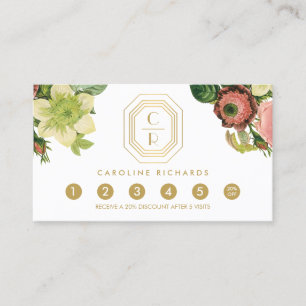 Gold Art Deco Monogram Vintage Florals Loyalty