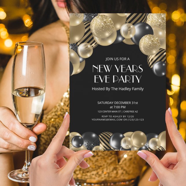 Gold Art Deco New Years Eve Invitation (Creator Uploaded)