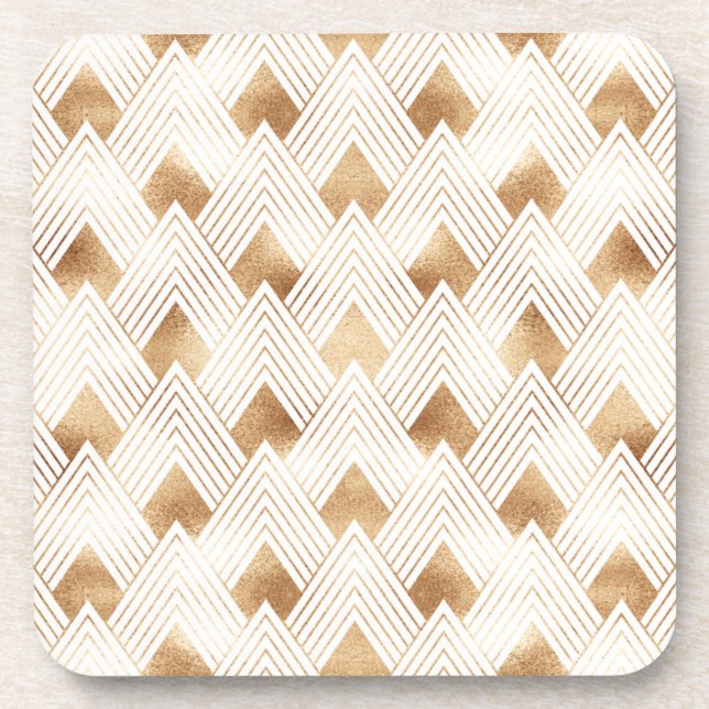 Gold Art Deco Pattern Coaster (Front)
