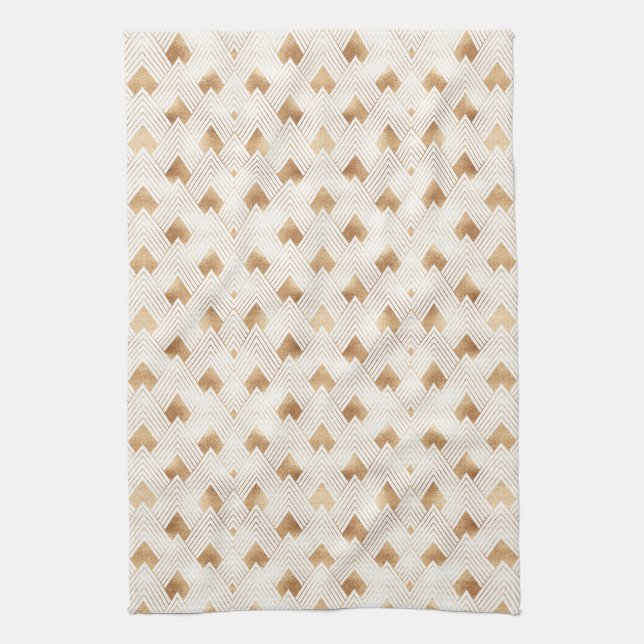 Gold Art Deco Pattern Kitchen Towel (Vertical)
