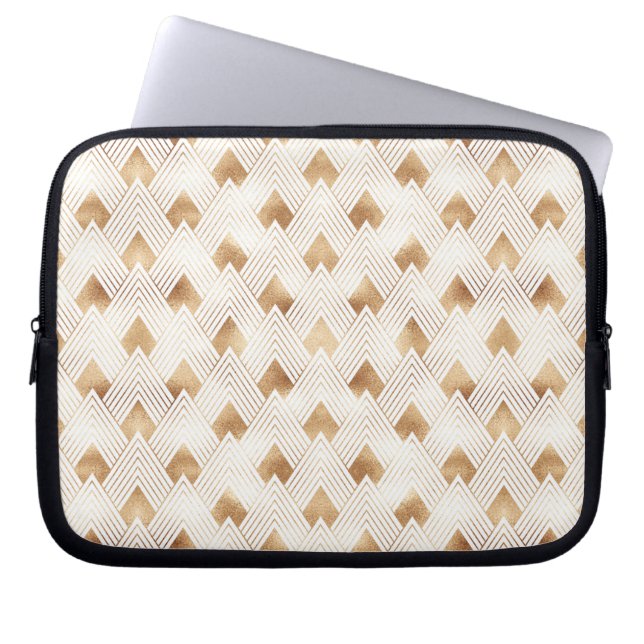 Gold Art Deco Pattern Laptop Sleeve (Front)