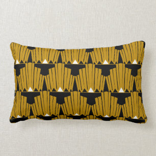 Gold Art Deco Pattern Lumbar Pillow