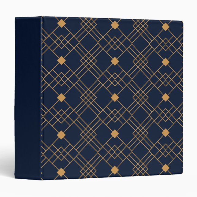 Gold art deco pattern on dark blue background binder (Front/Spine)