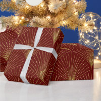 Gold art-deco pattern on red background
