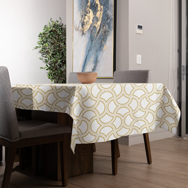 Gold Art Deco Pattern On White Tablecloth (Creator Uploaded)