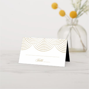 Gold Art Deco String Lights Folded Place Card