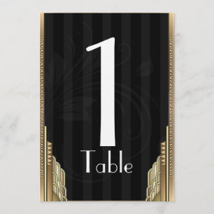 Gold Art Deco Stripe Table Number