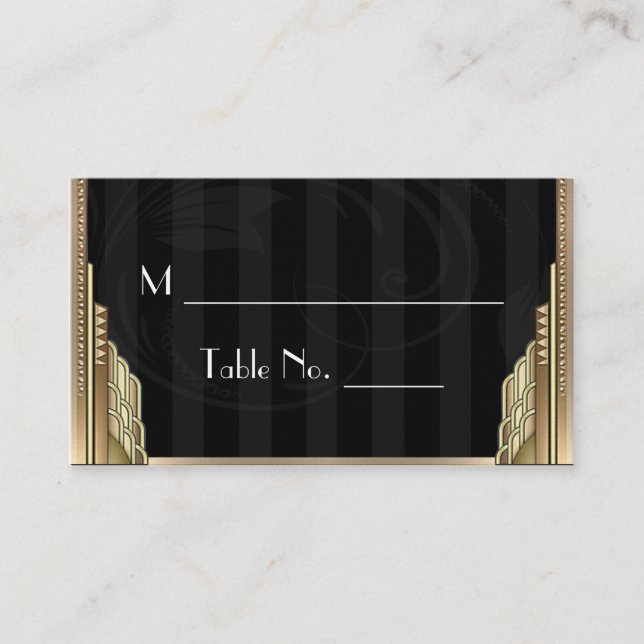 Gold Art Deco Stripe Wedding Place Cards (Front)