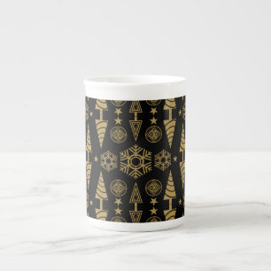 Gold Art Nouveau Christmas Decorative Bone China Mug