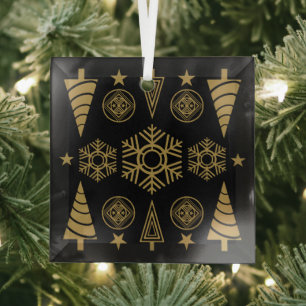 Gold Art Nouveau Christmas Decorative Glass Ornament