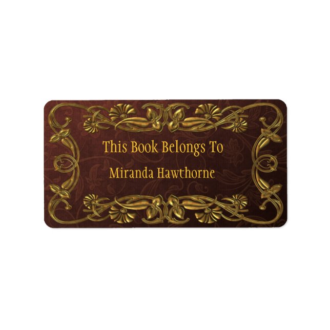 Gold Art Noveau Bookplate Label (Front)