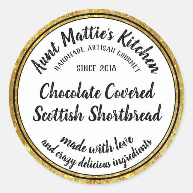 Gold Artisan fait main Étiquette alimentaire gourm (Devant)