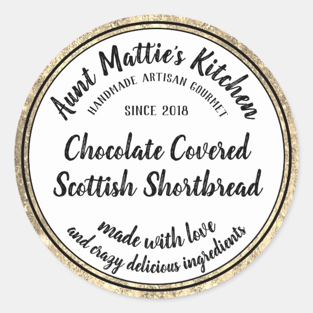 Gold Artisan Handmade Gourmet Food Label (Front)