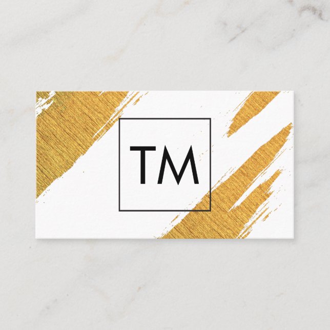 Gold Artistic Marks with Black Box Monogram Business Card (Front)