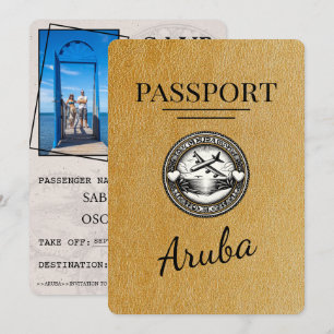 Gold Aruba Passport Save The Date