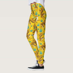 Gold Asian Tiger Pattern Leggings