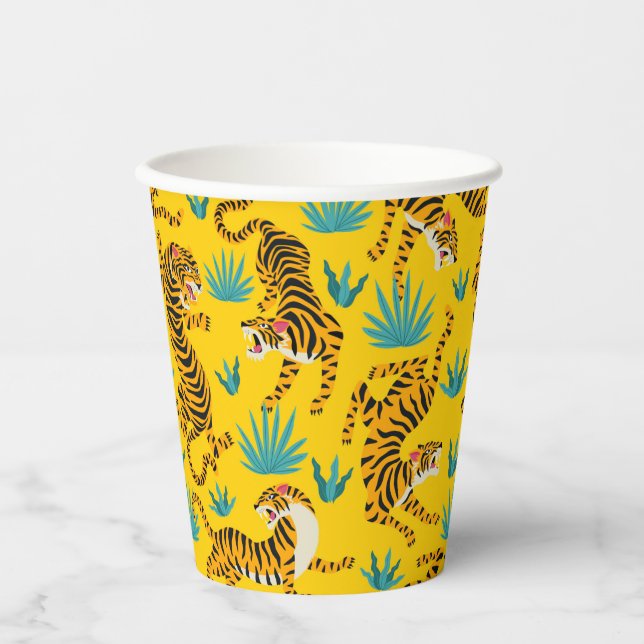 Gold Asian Tiger Pattern Paper Cups (Front)