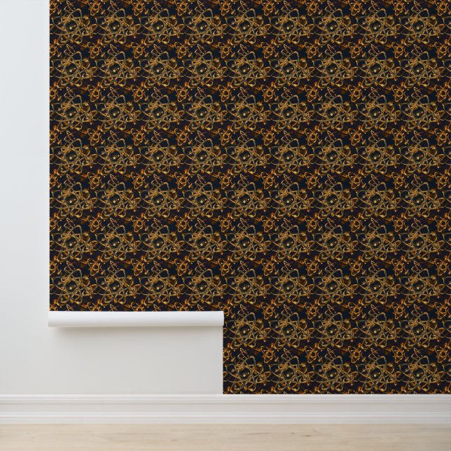 Gold Atom Art on Black Background Wallpaper (Application)