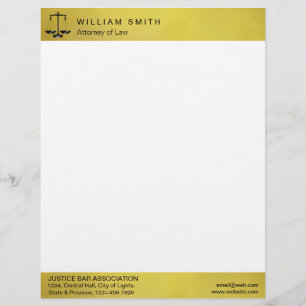 Gold Attorney At Law Metal Legal Scale Lawyer Letterhead