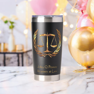 Gold Attorney Scales of Justice Custom Insulated Tumbler