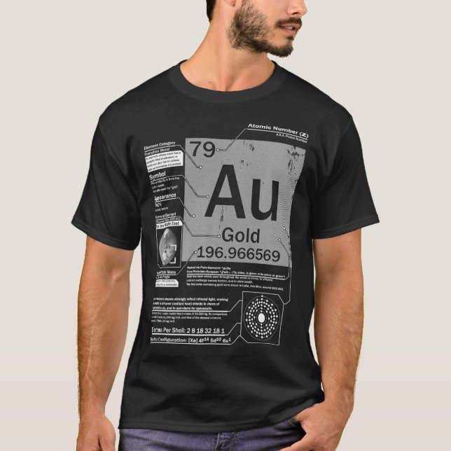 Gold Au Element  Atomic Number 79 Science T-Shirt (Front)