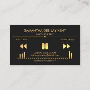 Gold Audio Display Panel Sound Engineer Deejay Business Card